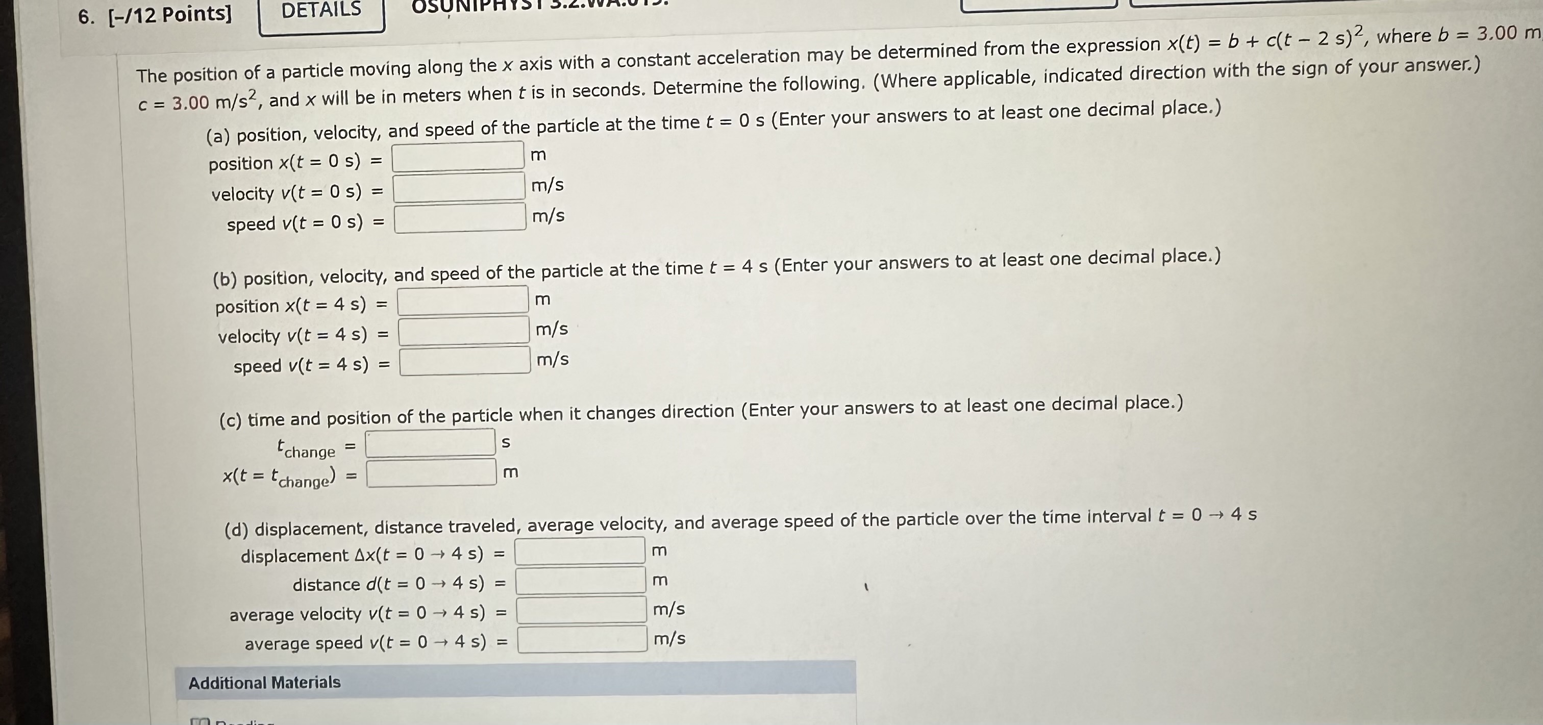 Solved The position of a particle moving along the x ﻿axis | Chegg.com