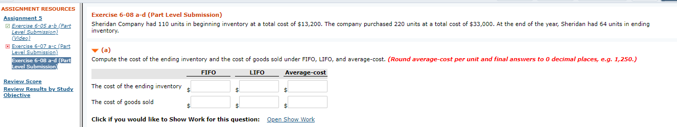Solved Sheridan Company Had 110 Units In Beginning Chegg