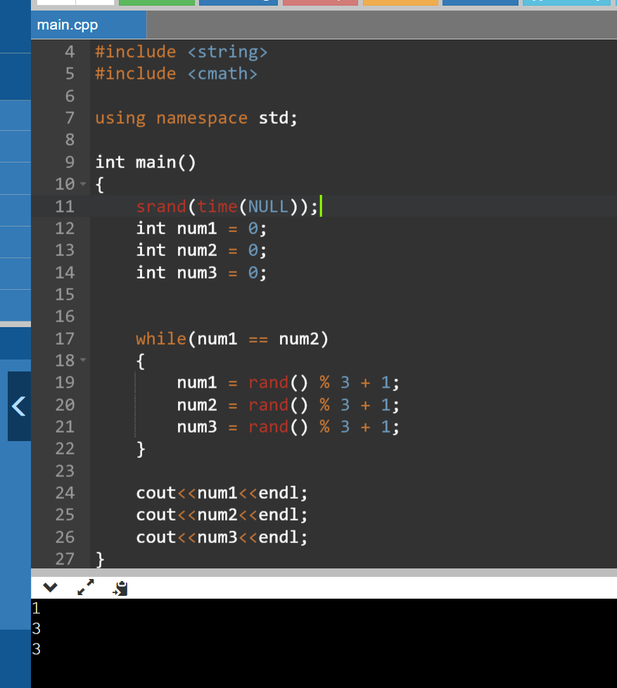 Solved I am trying to write a program that prints 3 random | Chegg.com