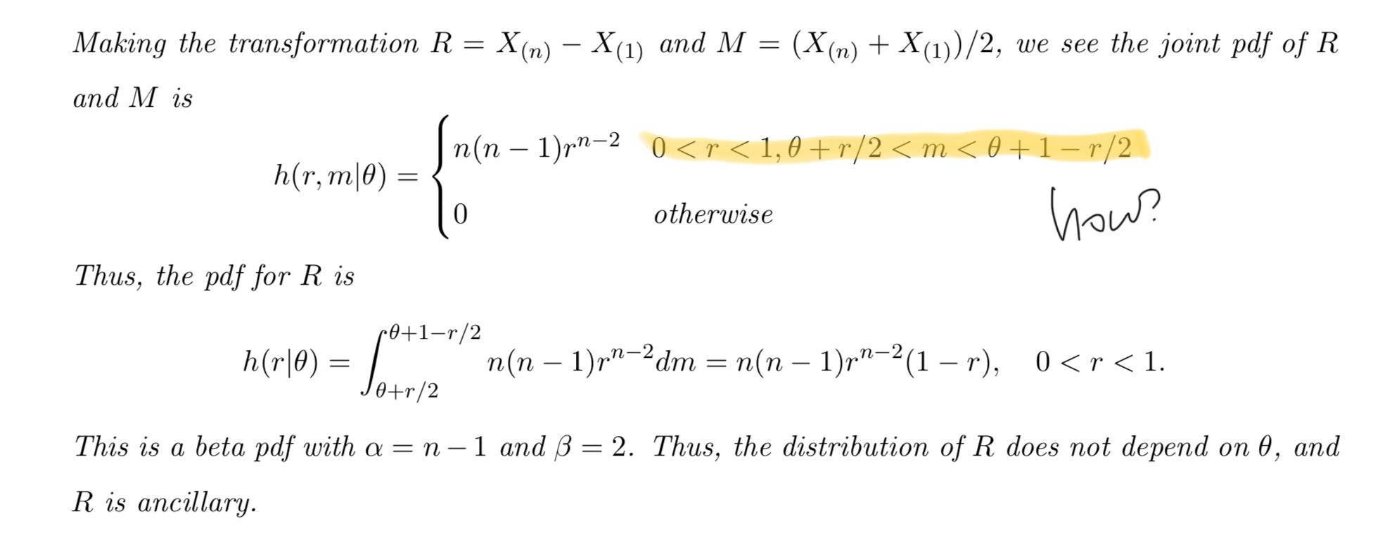 Solved Example 6 2 10 Uniform Ancillary Statistic Let X Chegg Com