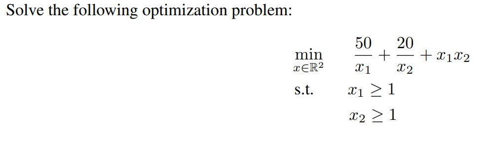 Solved Solve The Following Optimization Problem: | Chegg.com