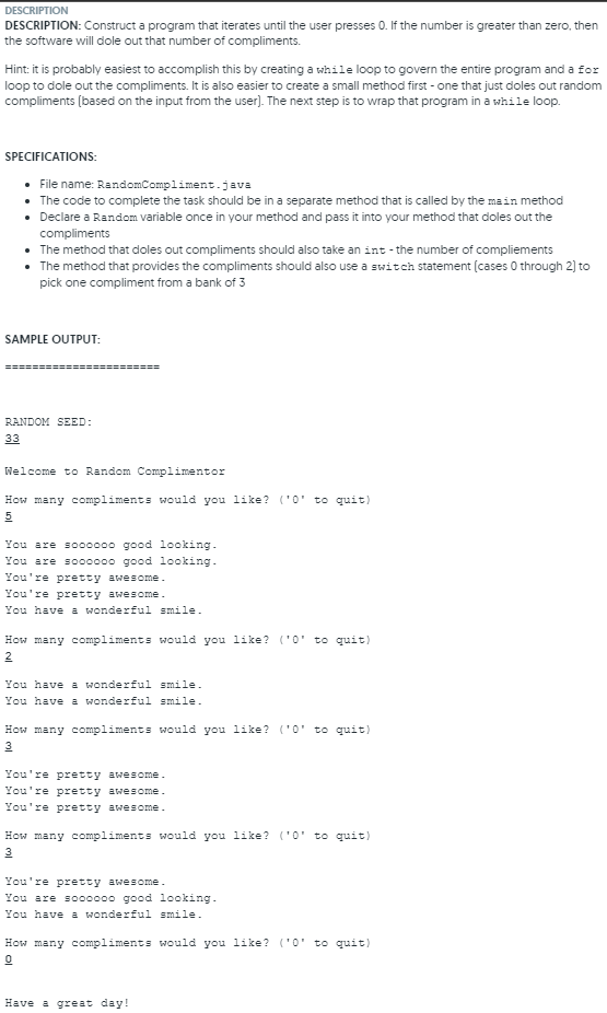 Solved DESCRIPTION DESCRIPTION: Construct a program that | Chegg.com