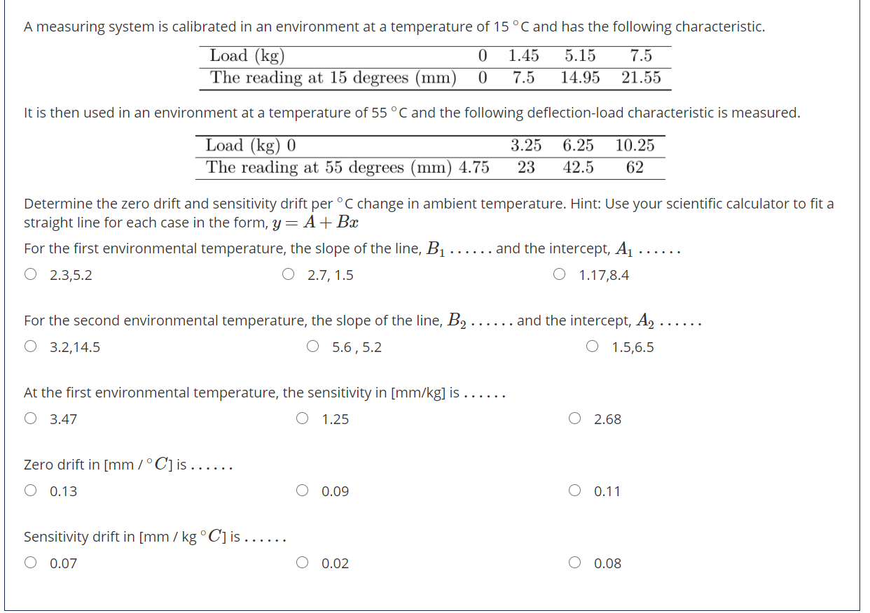 Solved A Measuring System Is Calibrated In An Environment At | Chegg.com