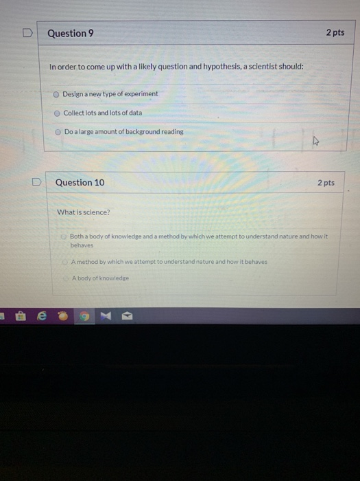 Solved DI Question 9 2 pts In order to come up with a likely | Chegg.com