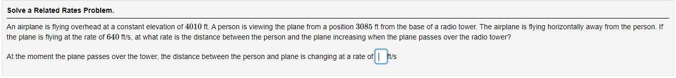 Solved Solve a Related Rates Problem. An airplane is flying | Chegg.com