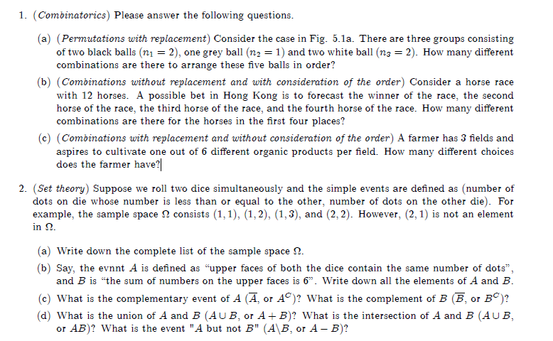 Solved 1. (Combinatorics) Please answer the following | Chegg.com