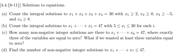 [4.4.{8-11}] Solutions to equations. (a) Count the | Chegg.com