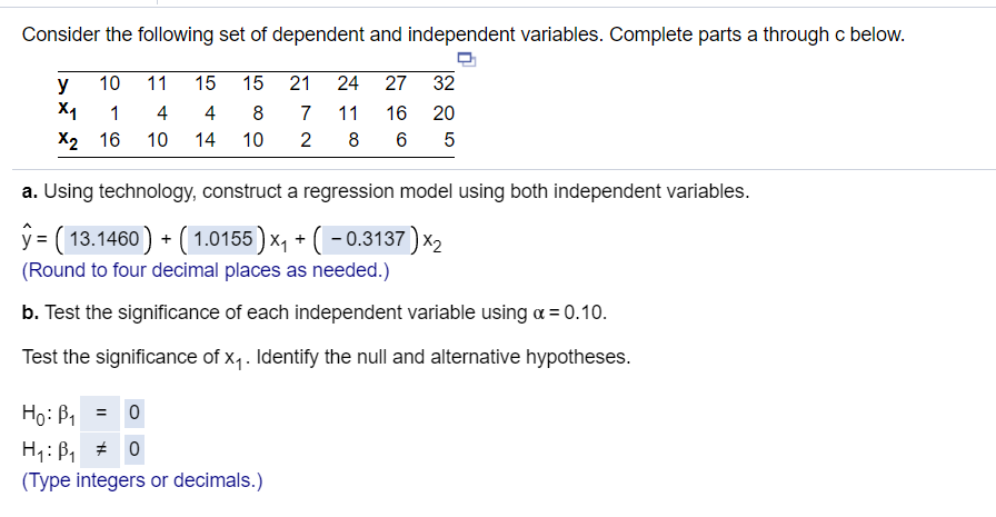 Solved B. Test The Significance Of Each Independent | Chegg.com