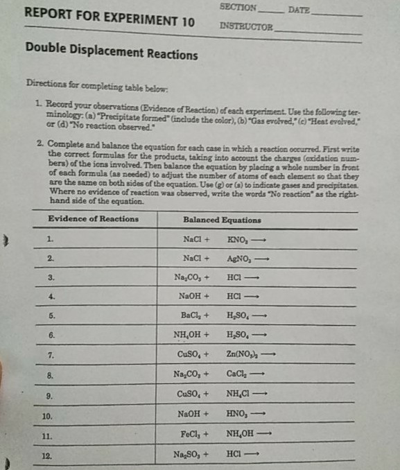 Solved SECTION DSTRUCTOR DATE REPORT FOR EXPERIMENT 10 | Chegg.com
