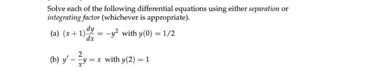 Solved Solve each of the following differential equations | Chegg.com