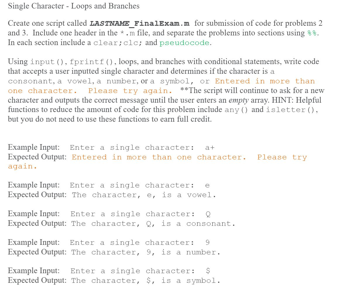 javanotes 9, section 3.1 -- blocks, loops, and... Solved Single Character - Loops and Branches Create one | Chegg.com