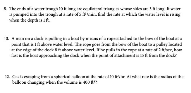 Water Trough Math Problem Solved 8. The ends of a water trough 10 ft long are | Chegg.com
