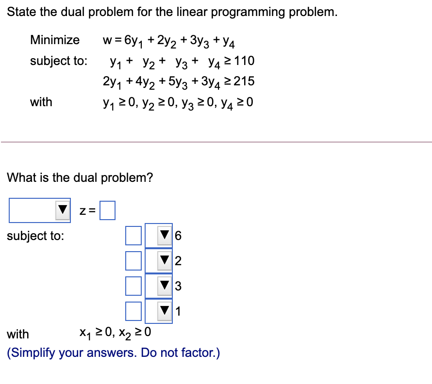 Solved State the dual problem for the linear programming | Chegg.com