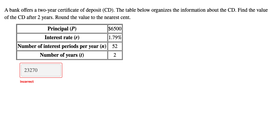 Solved A Bank Offers A Two-year Certificate Of Deposit (CD). | Chegg.com