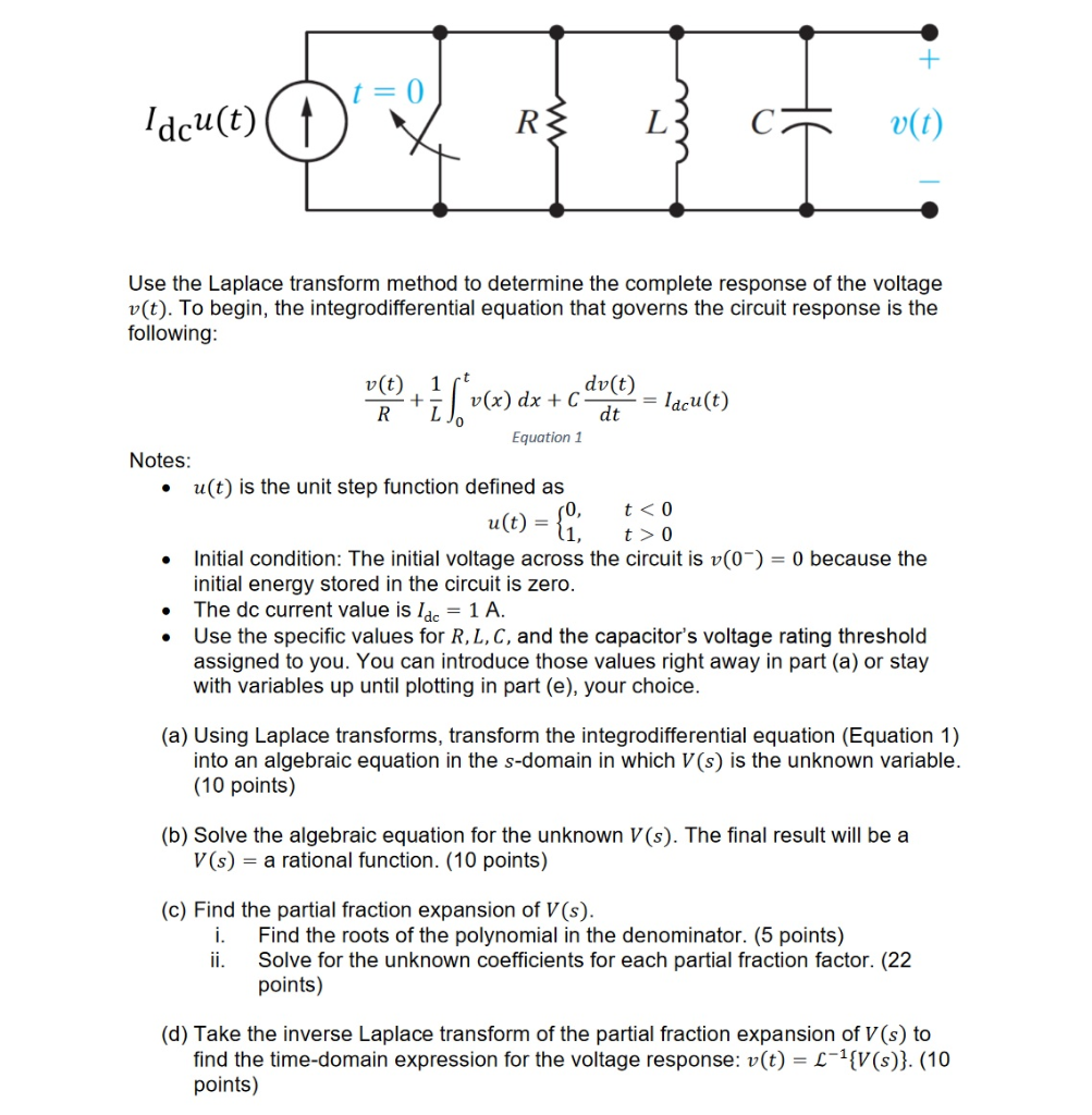 Solved Dcu T L Use The Laplace Transform Method To Deter Chegg Com