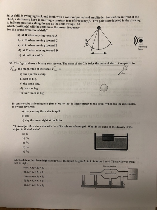 Solved 56. A child is swinging back and forth with a