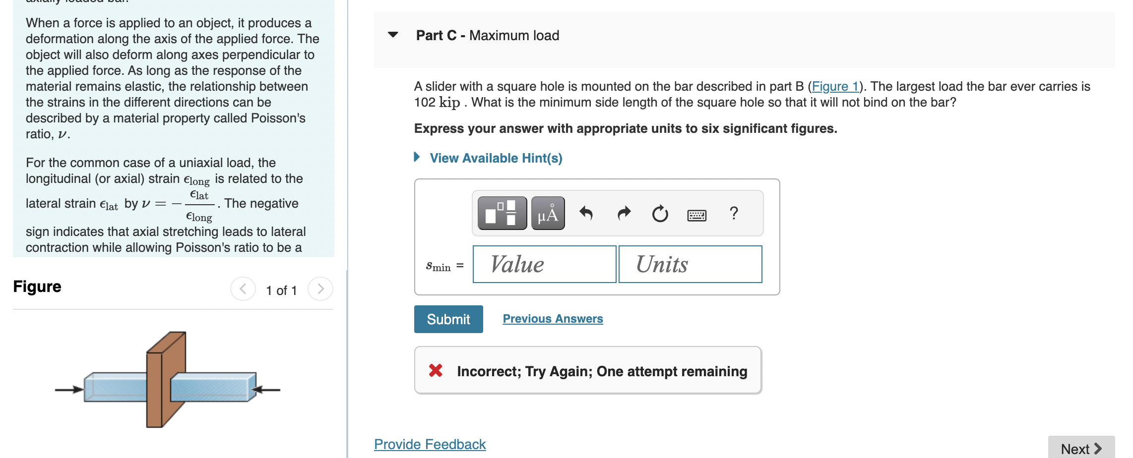 Solved A square steel bar has a length of 9.9ft and a 2.5 in