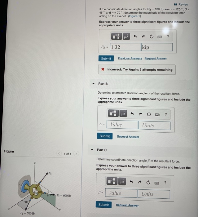 Solved Review If the coordinate direction angles for F3 = | Chegg.com