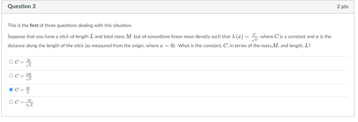 Solved Question 3 2 pts This is the first of three questions | Chegg.com