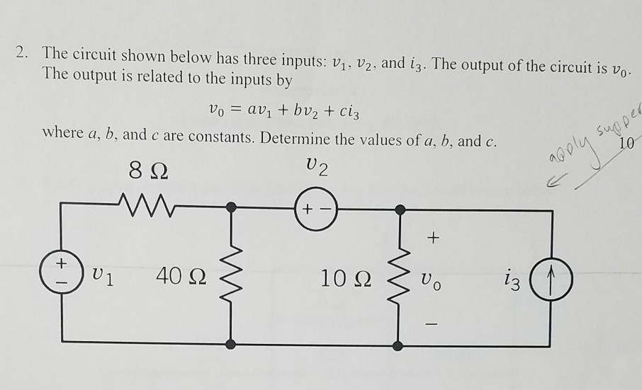 Solved 2. The Circuit Shown Below Has Three Inputs: V1, V2, | Chegg.com