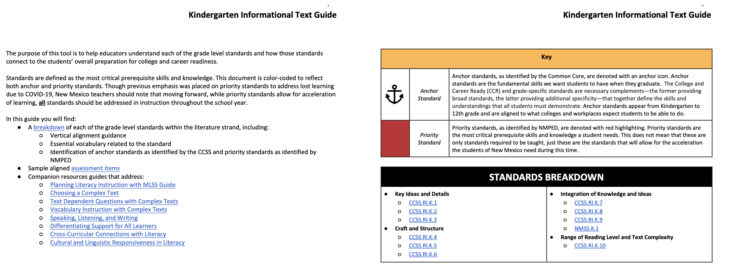 Kindergarten Informational Text Guide
Kindergarten Informational Text Guide
The purpose of this tool is to help educators und