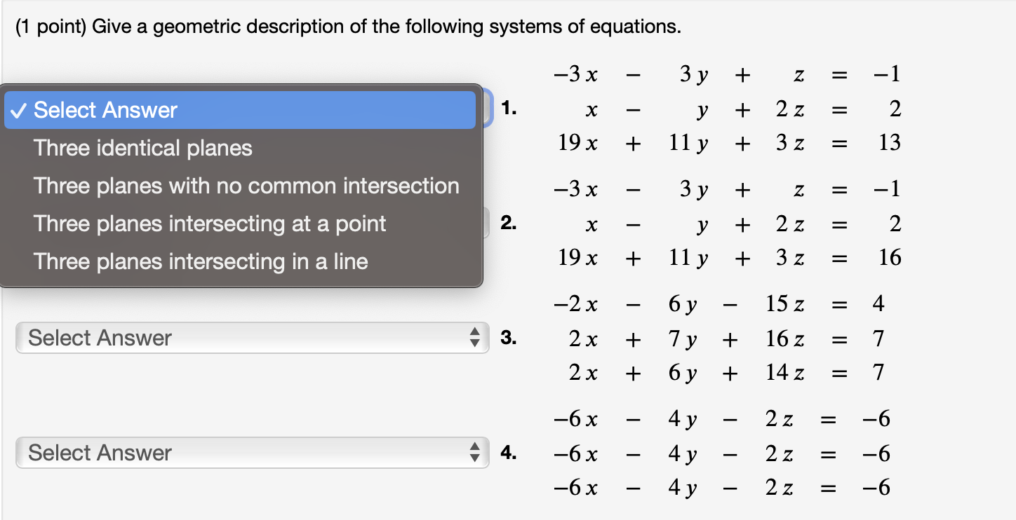 Solved (1 Point) Give A Geometric Description Of The | Chegg.com