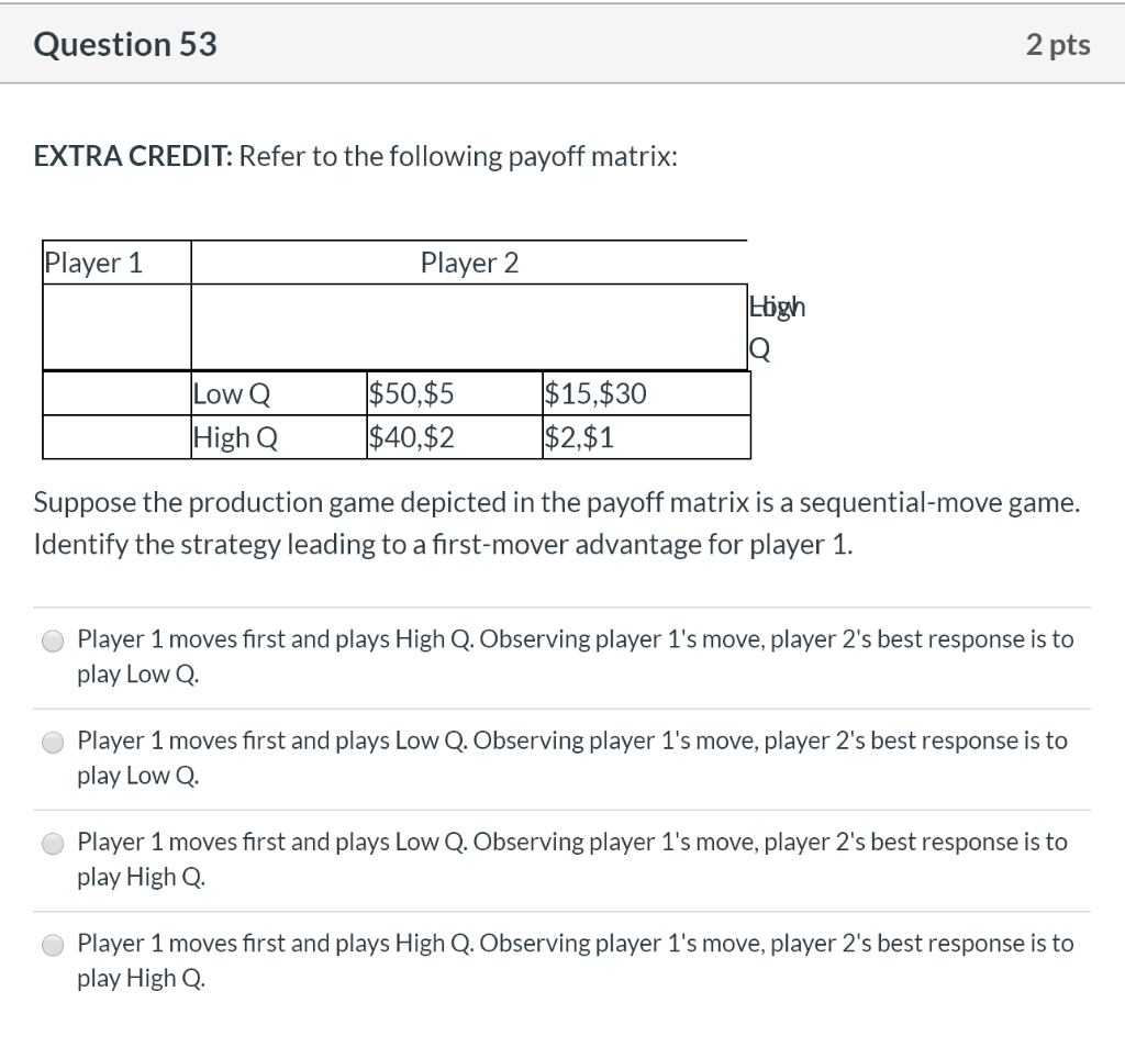Solved Question 53 2 Pts Extra Credit Refer To The Follo Chegg Com