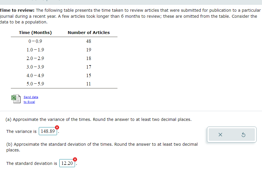 Solved Time To Review: The Following Table Presents The Time | Chegg.com