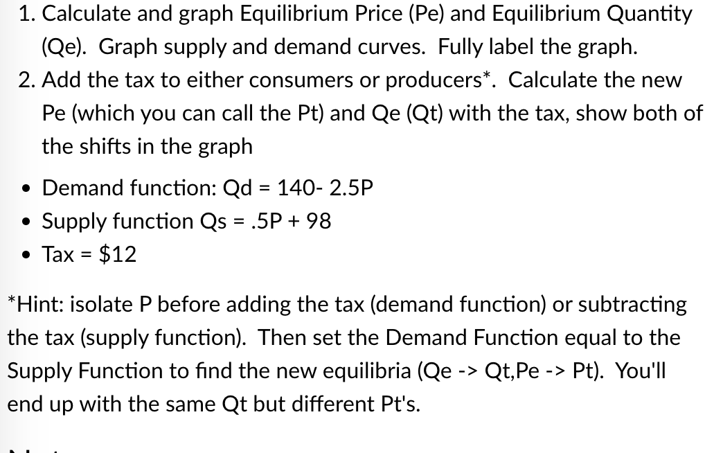Solved Calculate And Graph Equilibrium Price Pe ï And Chegg Solved Calculate And Graph Equilibrium Price Pe ï And Chegg