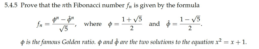 Solved 5.4.5 Prove that the nth Fibonacci number fn is given | Chegg.com