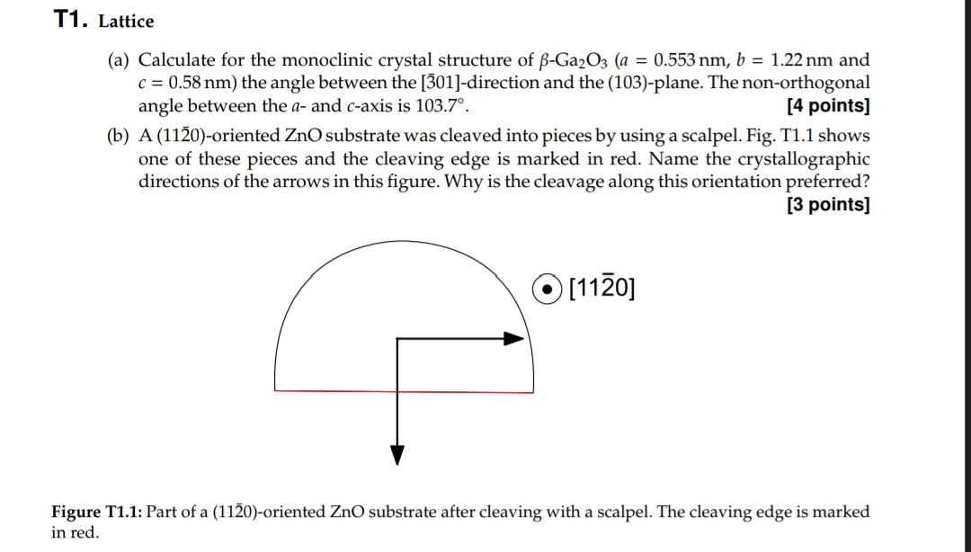 Solved T1. Lattice (a) Calculate For The Monoclinic Crystal | Chegg.com