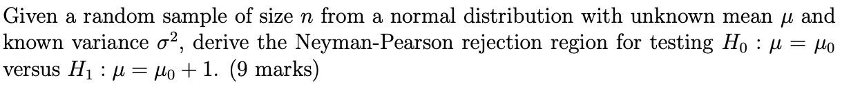 Solved Given a random sample of size n from a normal | Chegg.com