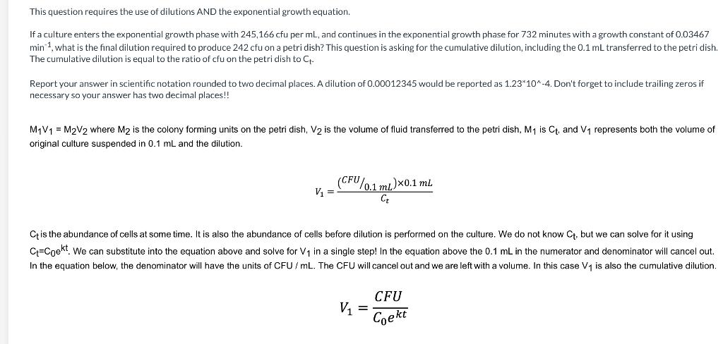 Solved This Question Requires The Use Of Dilutions And The