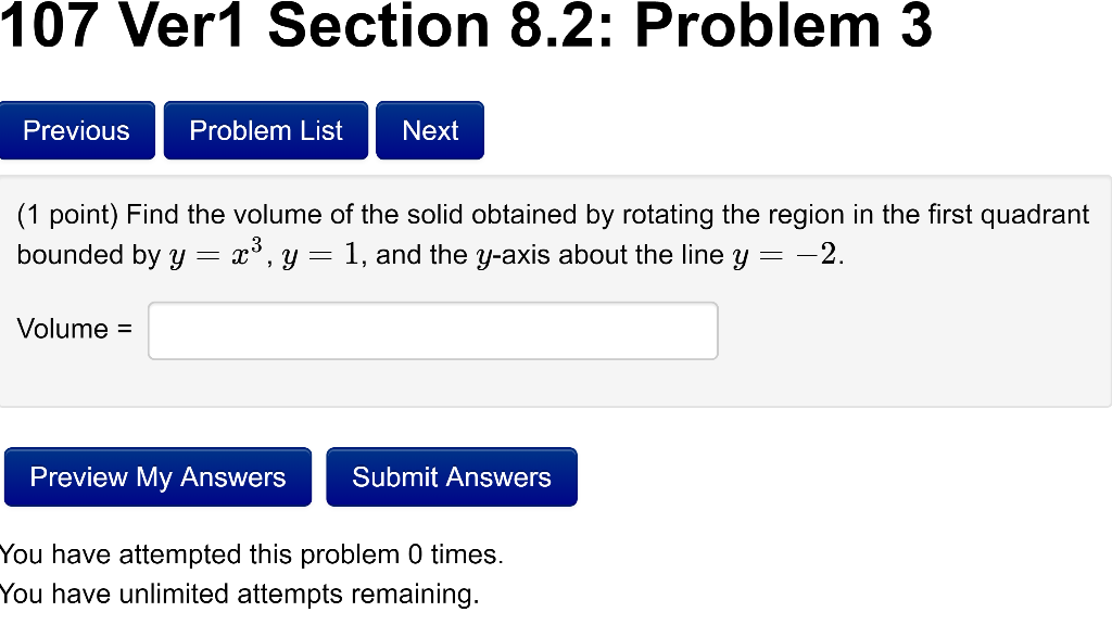 Solved 107 Ver1 Section 8.2: Problem 3 Previous Problem List | Chegg.com