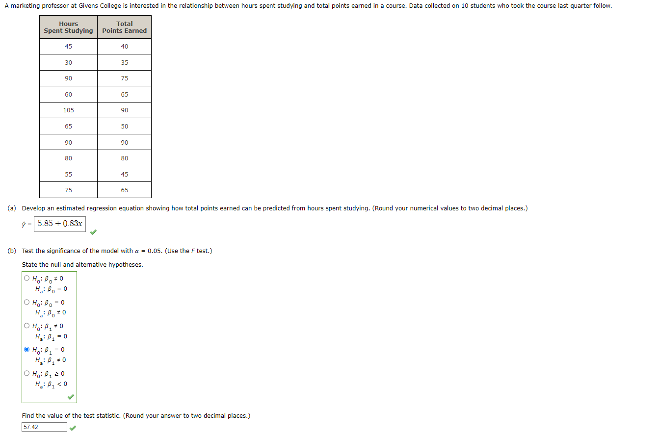 Solved (b) Test The Significance Of The Model With α=0.05. | Chegg.com