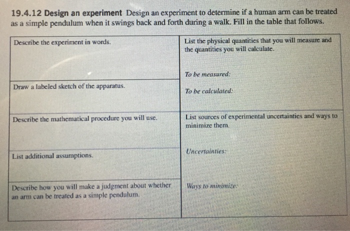 Solved 19.4.12 Design an experiment Design an experiment to | Chegg.com