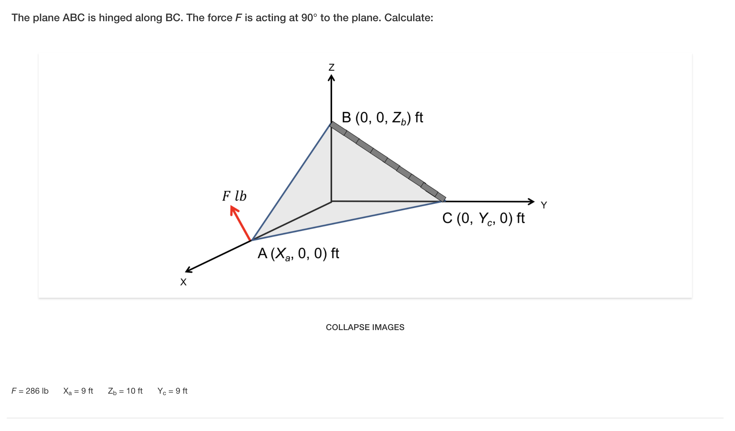 Plane Abc Math Solved The plane ABC is hinged along BC. The force F is | Chegg.com