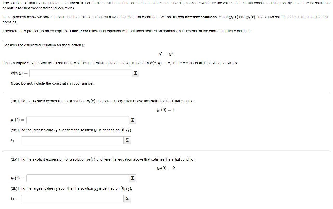 Solved The solutions of initial value problems for linear | Chegg.com