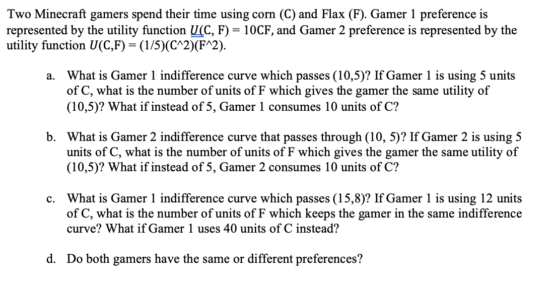 Solved Two Minecraft Gamers Spend Their Time Using Corn Chegg Com