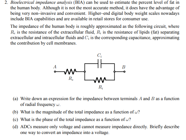 Body Fat Percentage - Bioelectrical Impedance Analysis - BIA 