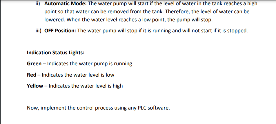 Solved A water tank level controlled process set up is shown | Chegg.com