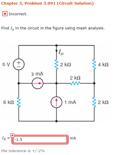 Solved Chapter 3, Problem 3.091 (Circuit Solution) | Chegg.com