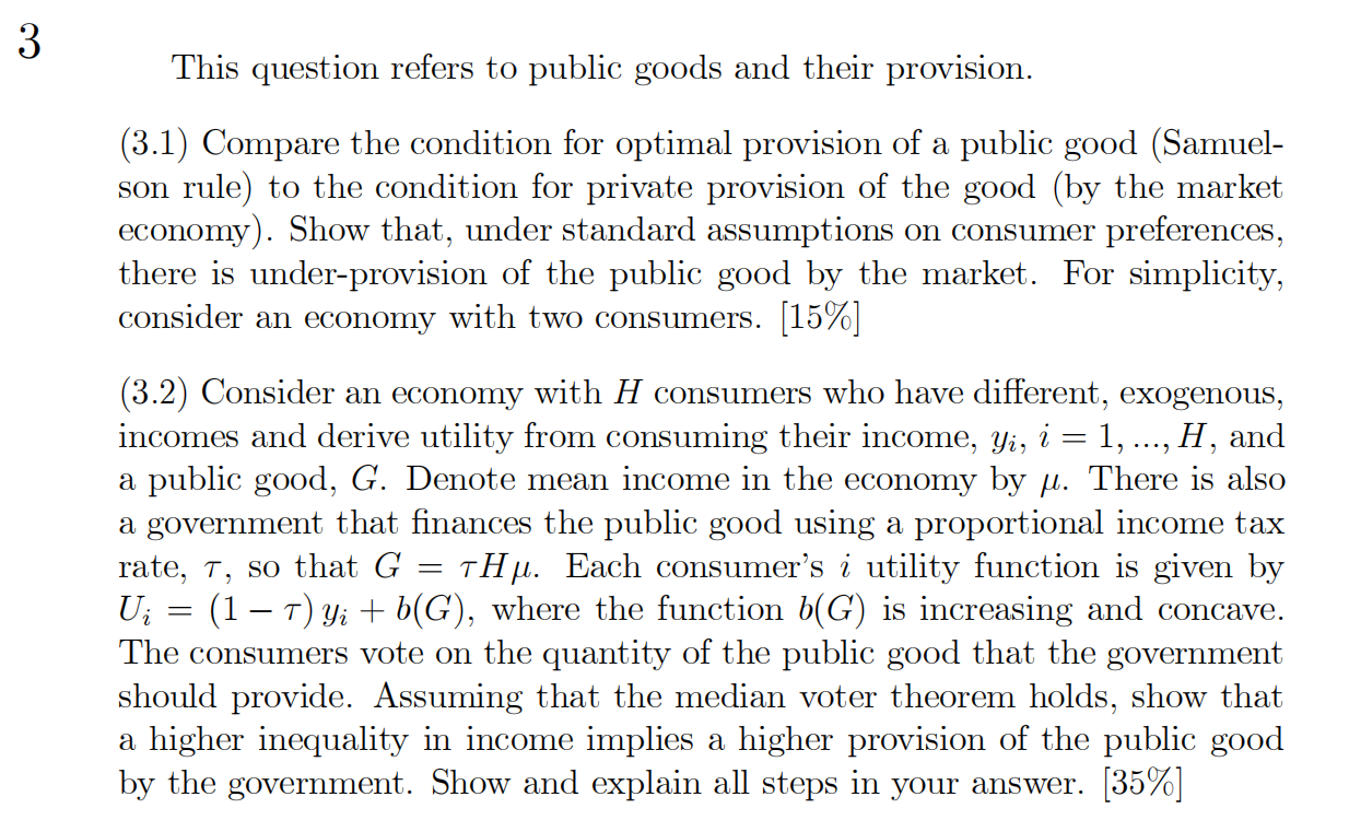 Solved This question refers to public goods and their | Chegg.com