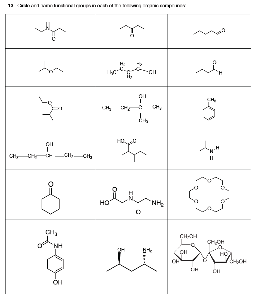 Solved 13. Circle and name functional groups in each of the | Chegg.com