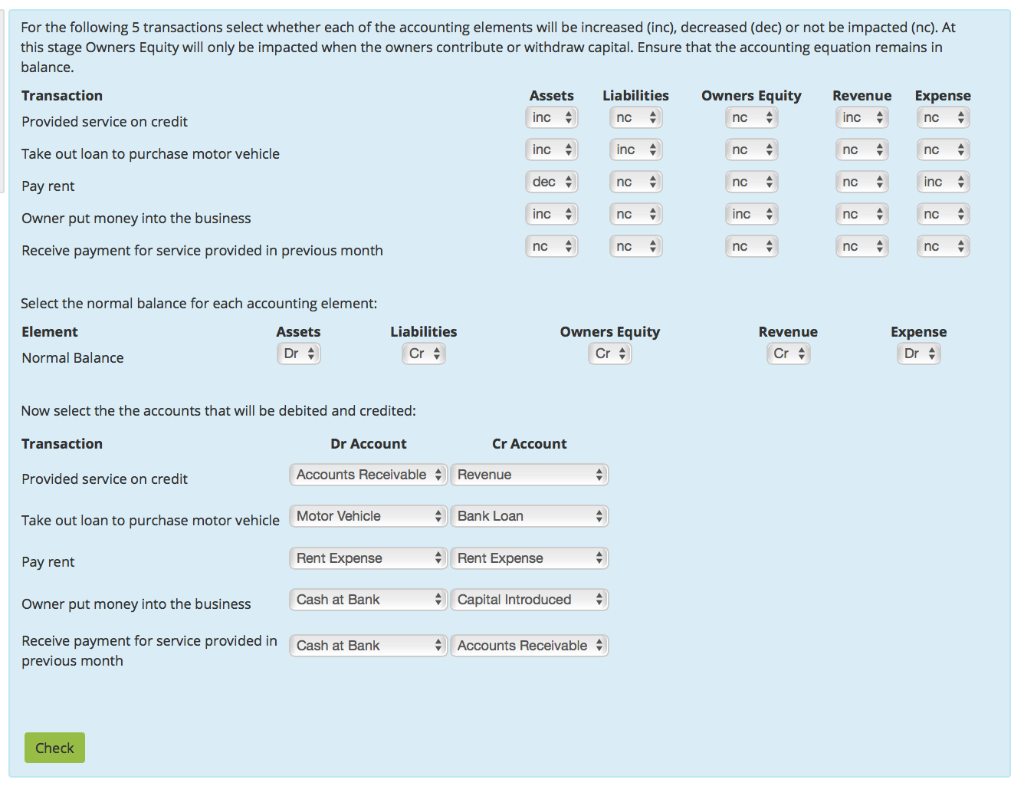 Solved For the following 5 transactions select whether each | Chegg.com