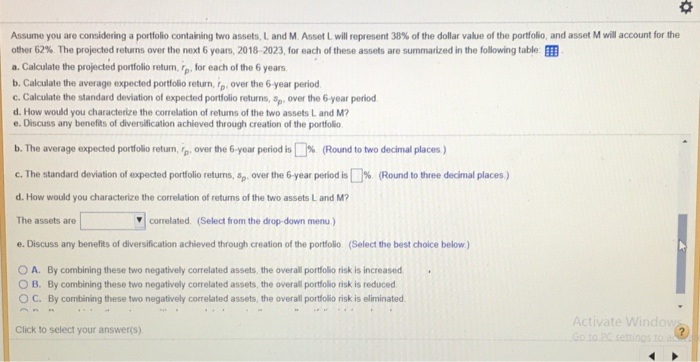 Solved Assume you are considering a portfolio containing two | Chegg.com