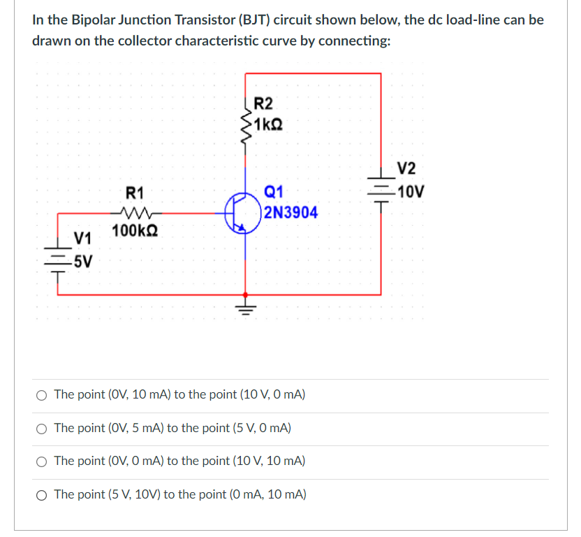 Solved In the Bipolar Junction Transistor (BJT) circuit | Chegg.com