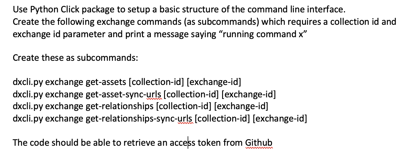 Solved Use Python Click package to setup a basic structure | Chegg.com