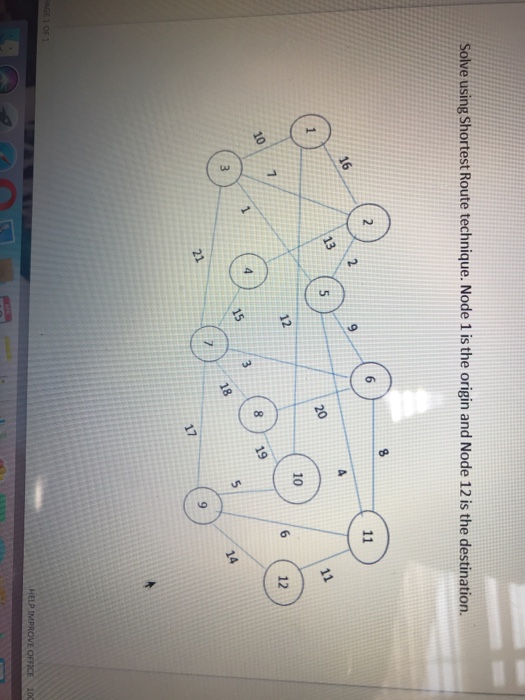Solved Solve Using Shortest Route Technique Node 1 Is The Chegg