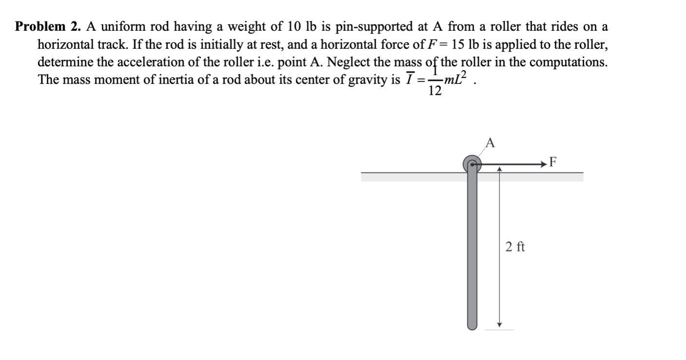 Solved Problem 2. A uniform rod having a weight of 10lb is | Chegg.com